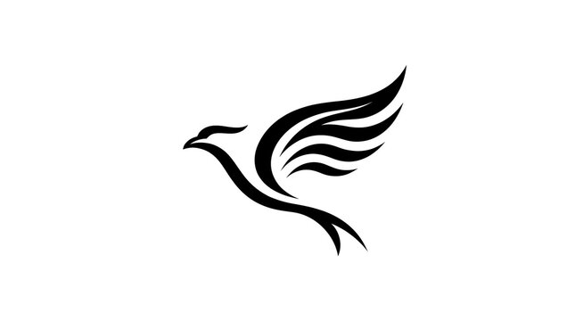Elegant black bird in flight silhouette vector design
