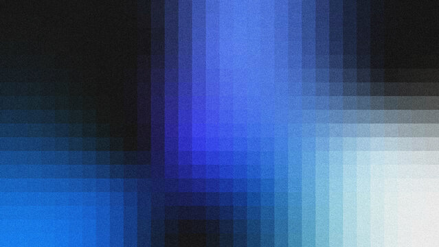 Abstract grainy noise texture background with vertical grid layers, smooth blue‑toned gradient shifting from deep black to bright blue and pale white.