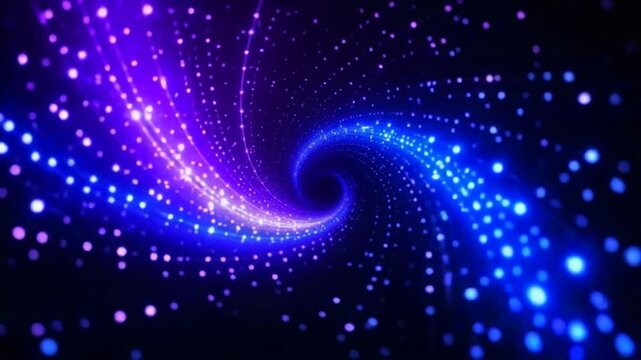 Abstract glowing purple and blue vortex tunnel with swirling lights and futuristic energy effect