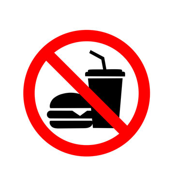 No food or drink allowed red circular prohibition sign