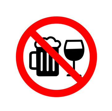 No alcohol permitted sign with beer mug and wine glass vector illustration