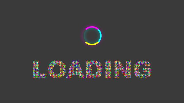 Colorful loading process with spinning particles animation