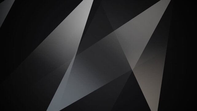 Elegant geometric grey shapes moving slowly on a black background