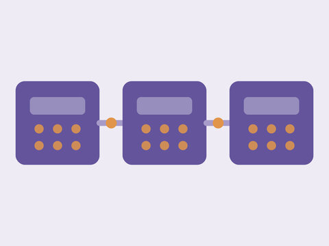 Blockchain Linked Blocks Flat Vector Illustration