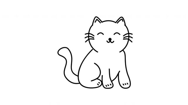 cute cat outline illustration cat day