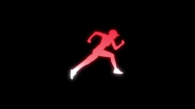 Woman running icon animation video on black background. 4k video. Animation of woman running icon.. 4K...,...