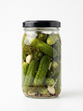 jar of delicious homemade dill pickles with garlic and spices