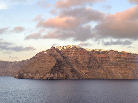 Panoramic view of Santorini, Cyclades Island, Greece. Beatuiful Oia village.