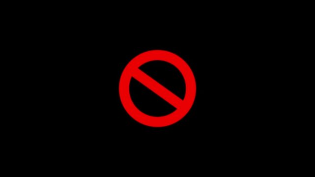 prohibited icon green screen animated icon animation. Animated of prohibited circle sign in red looping motion graphic video.