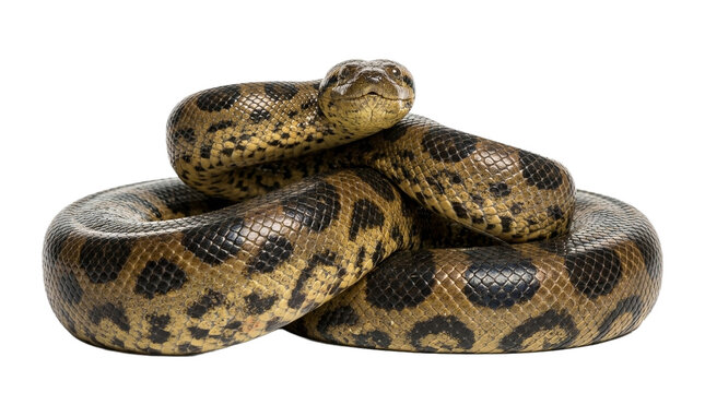 Bolivian anaconda giant snake reptile isolated on transparent background
