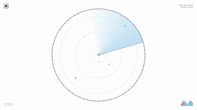 Minimalist radar screen animation with rotating scanner sweep