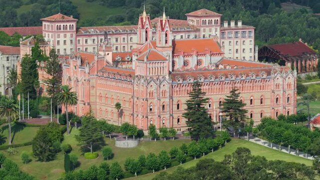 Aerial View of the Historic Village of Comillas at Sunrise, Cantabrian Coast, Northern Spain