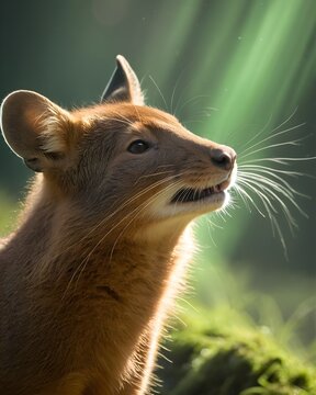 A dhole  rat genetic hybrid experiment ai-generated, fictional species in a aurora veil