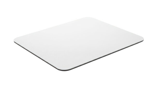 Blank white rectangular mouse pad for computer desk isolated on transparent background