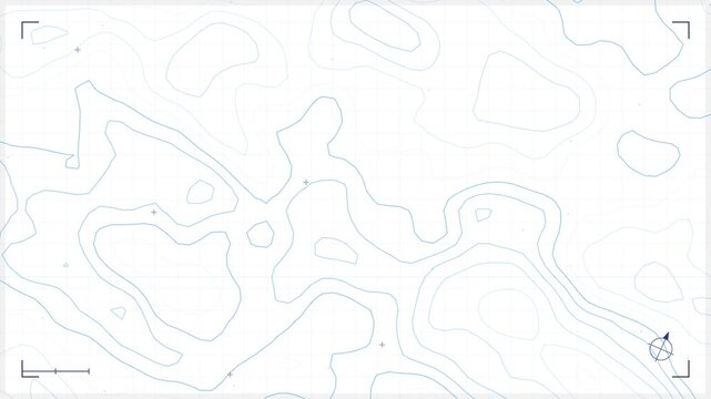 Animated blue topographic map contour lines on white background