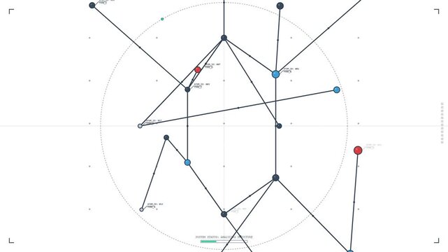 Complex geometric neural network nodes and lines animation