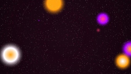 Warm orange and bright white glowing orbs drift against a deep purple, star-filled sky, presenting an abstract, festive, and energetic background, for and celebration © Ruhul Amin  
