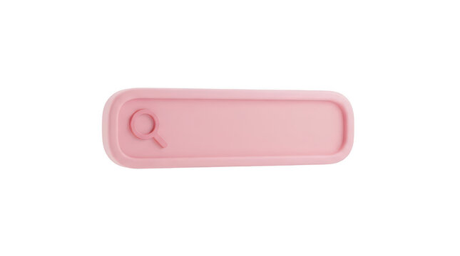 Pink 3D search bar icon for website and app interface design isolated on transparent background