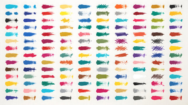 Set of isolated vector paint brush strokes with transparent backgrounds for professional graphic art.