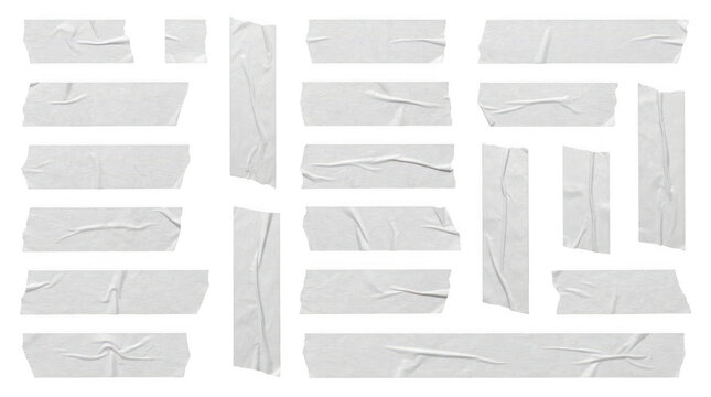 Set of various grey sticky paper tape strips isolated on white background isolated on transparent background