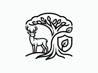 Fototapeta premium Environmental protection icon illustrates the preservation of wildlife and forest ecosystems through sustainable management practices.