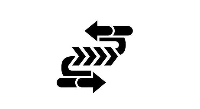 Opposing arrows icon for business flow. Directional sign showing reverse movement process.