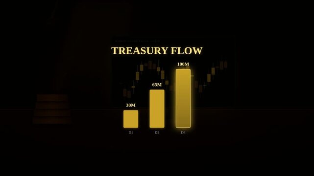 Treasury Flow Financial Bar Chart With Gold Bars On Dark