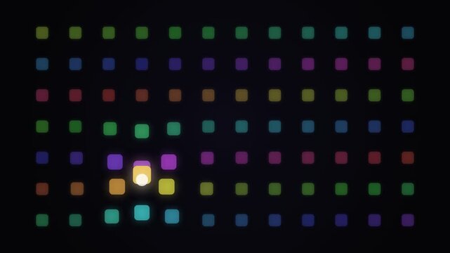 Magnetic Grid Of Glowing Colorful Tiles Interactive UI Animation