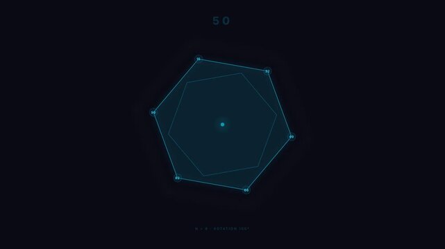 Geometric Glowing Cyan Polygons Morphing Through Dark Black Space