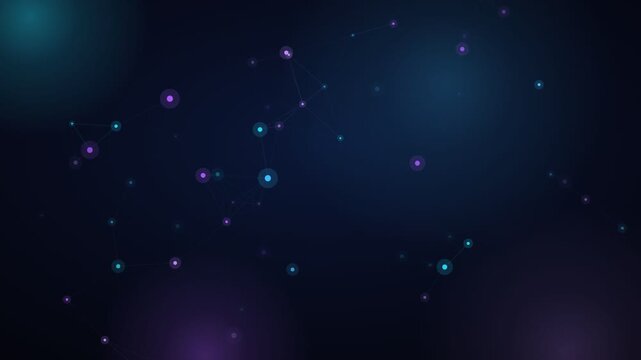 Network Glowing Digital Nodes Connected In Dark Abstract