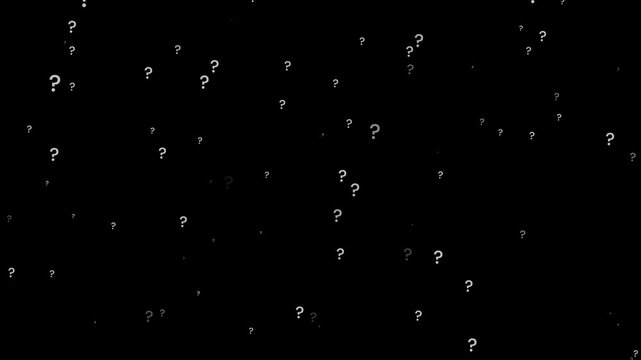 Floating White Question Marks on Black Background | FAQ Confusion Abstract Motion Graphics Loop 4K