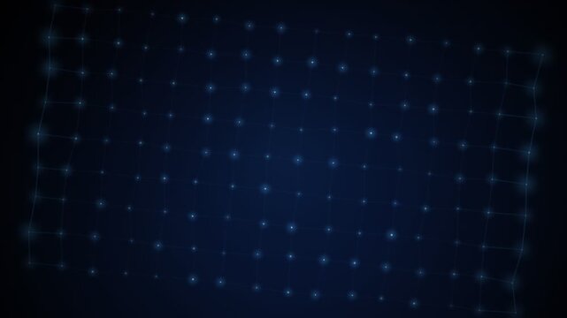 Grid Glowing Digital Nodes Connected In Dark Abstract Network