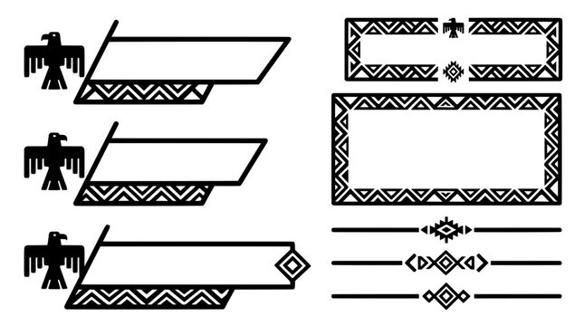 Huichol geometry stream lower third banner eagle diamond frame streamer name and live now overlay vector pack
