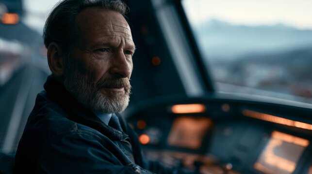 portrait of a male airplane pilot