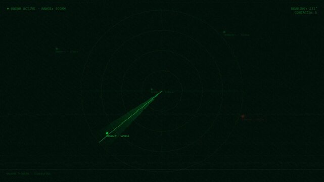 Radar Display With Green Phosphor Glow And Tactical Contact Blips