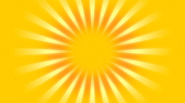 Vibrant yellow and orange sunburst background with radial glowing rays for summer poster design