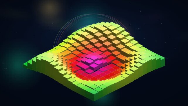 Voxel Heatmap Terrain Height Gradient Peak Dark Starry