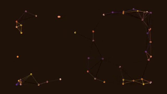Networked Dots Forming Geometric Shapes in Dim Dark Background