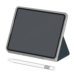 Digital tablet with stylus pen isolated on transparent background © Asri
