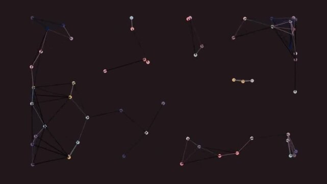 Networked Dots Connecting in Dark Background
