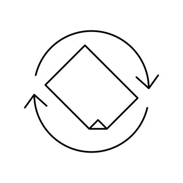 Recycling paper sheet rotation line icon vector