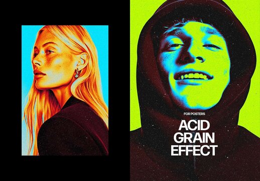Vertical Acid Grain Photo Effect For Poster And Print Design