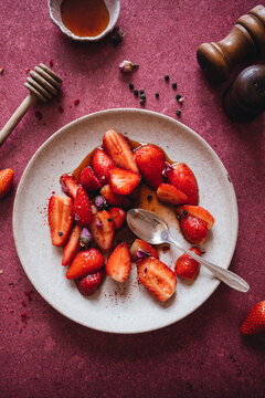 Strawberries salad on a plate