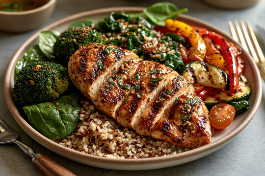High-fiber balanced meal supporting blood glucose management and healthy nutrition for diabetes and insulin resistance.