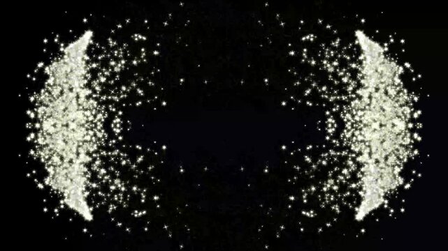 Elegant glitter star line motion with blue sparkle burst highlights and seamless twinkling light effectsGlittering star line and circle sparkle on black background, pixie dust path 4k animation