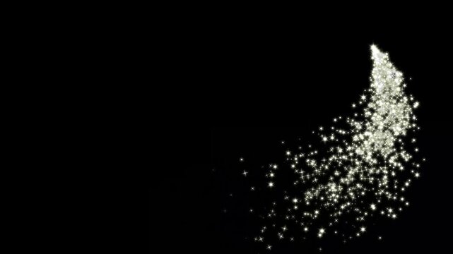 Glitter star magic dust trail, glowing doodle stars, white twinkling particles,Magic sparkles glitter line stars, shimmer effect .magic sparkles glitter line stars, black screen ,4k glitter