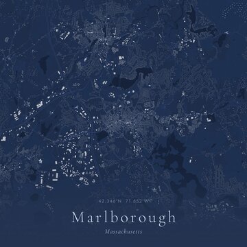 Blueprint Map of Marlborough, United States | Architectural Line Art Poster