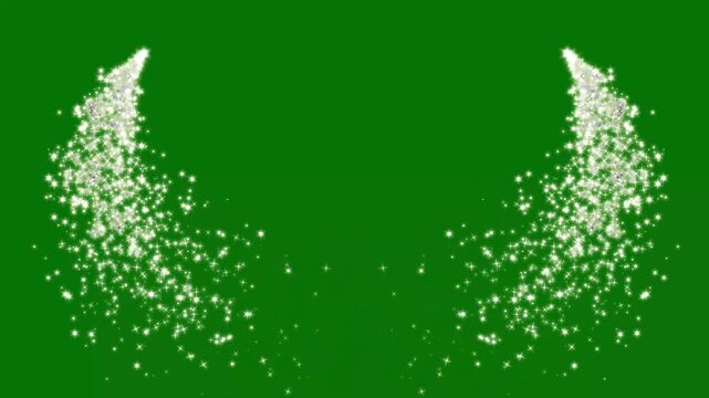 shimmering white twinkling particles, smooth glitter motion,Luxury valentine glitter heart line animation on green screen background.Fairy dust wand glitter trail animation with  star line,4k