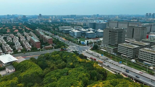 Forward Drone Flight Toward Urban Intersection in Songjiang