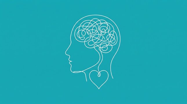 Minimalist human head profile with brain anatomy in a creative paper cut illustration style design